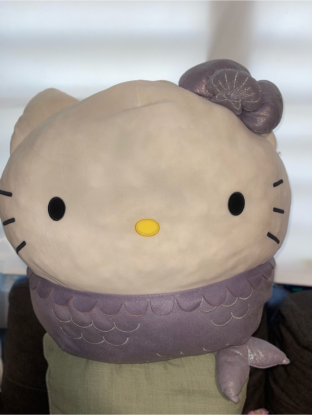 Sanrio Hello Kitty Mermaid Accent Pillow - Cream and Lavender Purple